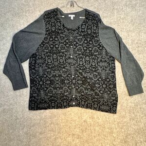 Croft & Barrow 3x Women's Cardigan, Gray with Black Front Design